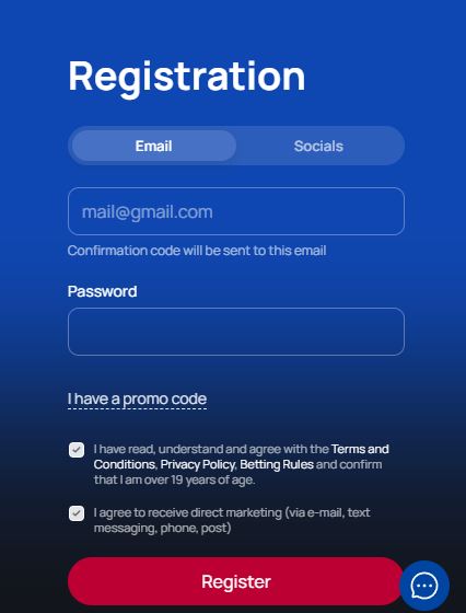 Register new Batery account using email or socials